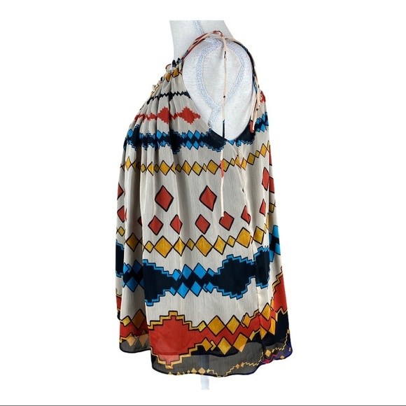 NWT. Zara Ethnic Print Drawstring Tank Top. Size M - Picture 2 of 8